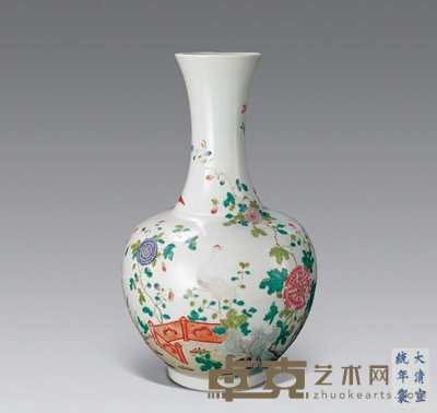 清宣统 粉彩花鸟图赏瓶 高38.5cm